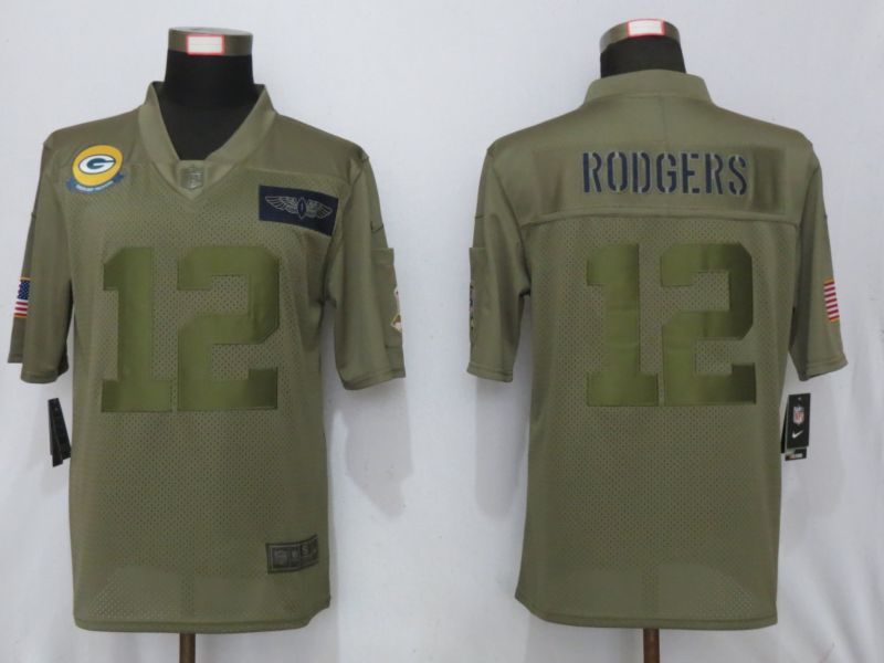 Men Green Bay Packers #12 Rodgers Nike Camo 2019 Salute to Service Limited NFL Jerseys